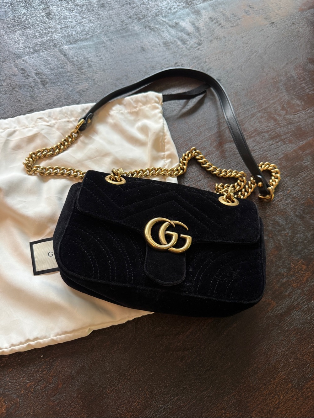 Gucci Matelasse Velvet GG Marmont Small Flap Bag